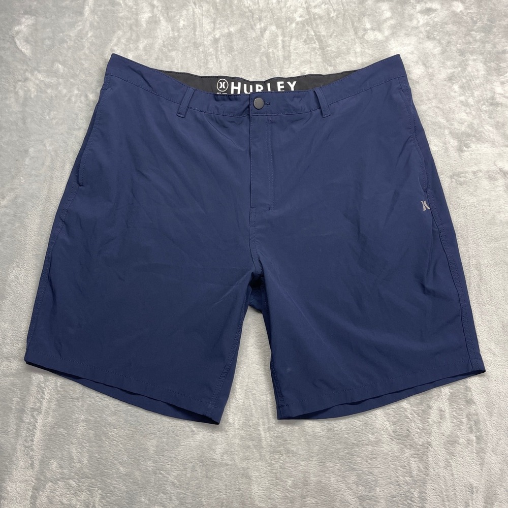 Hurley Hybrid Walk Shorts Mens Size 44 Navy Blue Quick Dry Mesh Pockets Surf